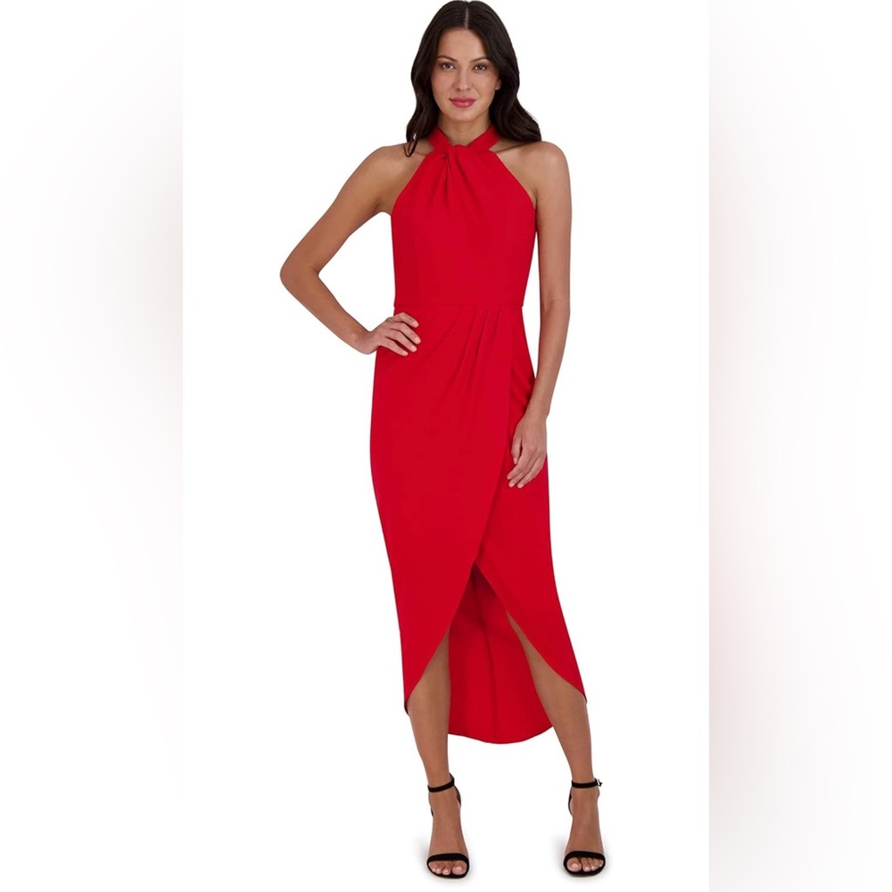 Julia Jordan Knot Neck Tulip Hem Midi Dress